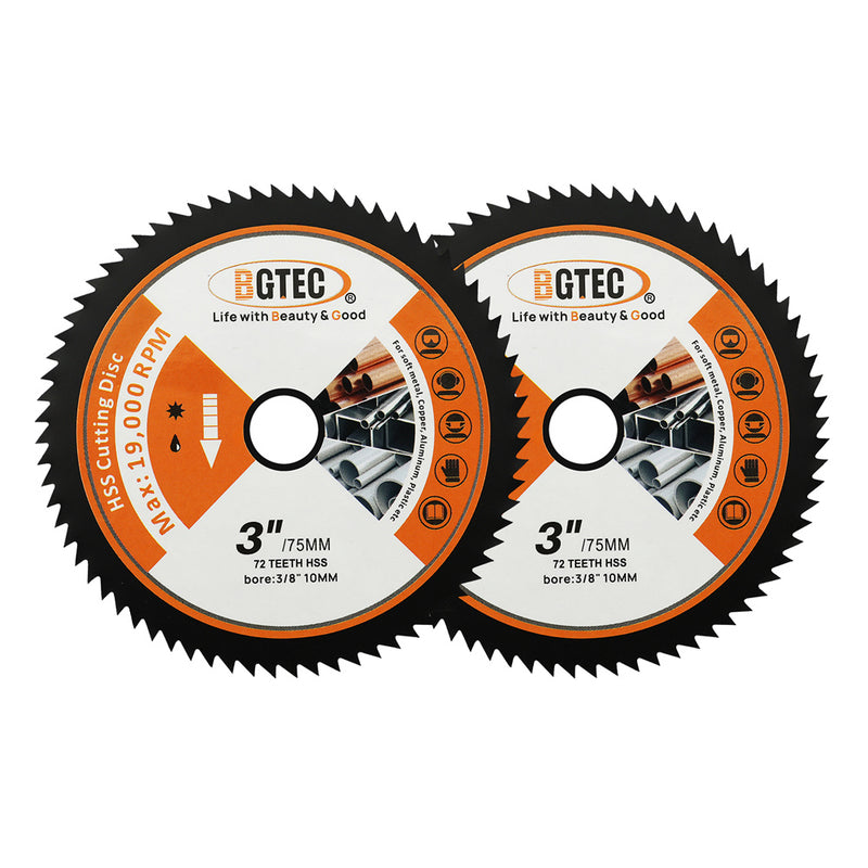 BGTEC HSS Cutting Disc 1/2/3/4/5/10pcs 75mm/3" for Soft Metal Copper Aluminum Wood PVC Plastic Fiberglass Saw Blade