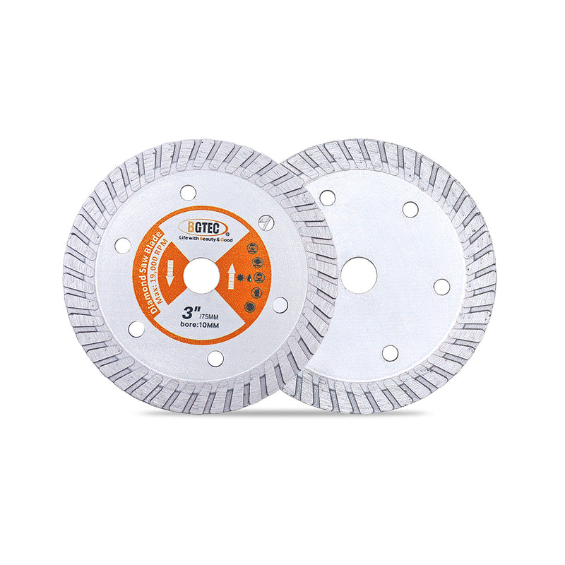 BGTEC Diamond Hot Pressed Granite Concrete Turbo Blade for Granite Marble Concrete Masonry Size 3''/75mm