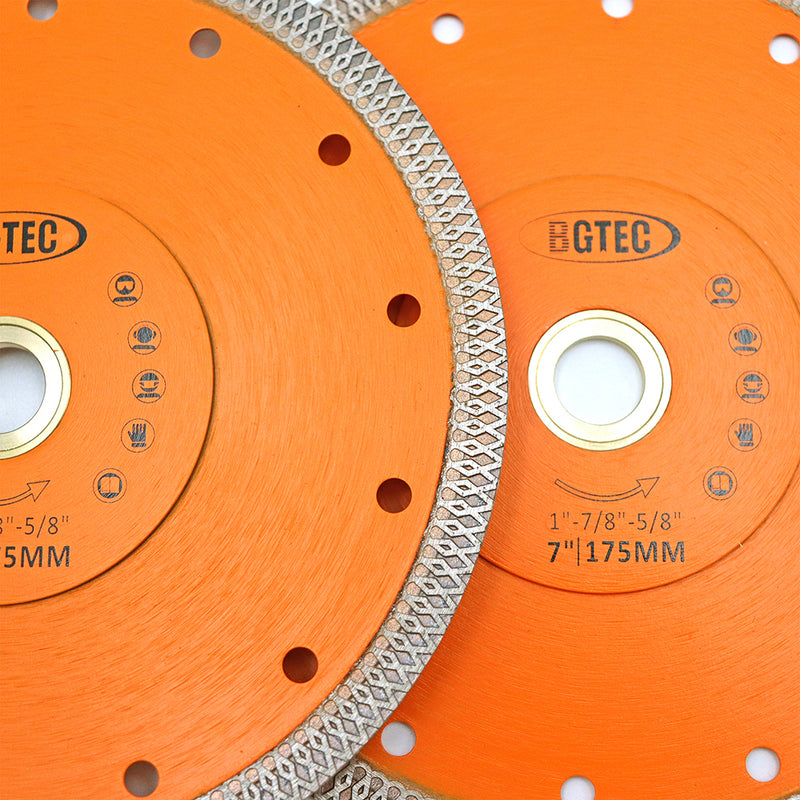 BGTEC Hot Pressed X Mesh Turbo Diamond Saw Blade for Tile Marble Ceramic Porcelain Bore 25.4mm Size 7''/8''/9''/10''/12''/14''