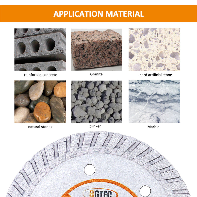 BGTEC Diamond Hot Pressed Granite Concrete Turbo Blade for Granite Marble Concrete Masonry Size 3''/75mm