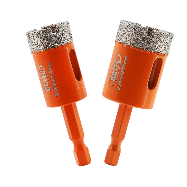 BGTEC Diamond Drill Bits 1/2pcs 20mm/25mm for Granite Porcelain Tile Ceramic Marble Vacuum Brazed Core Bit Quick-fit Shank