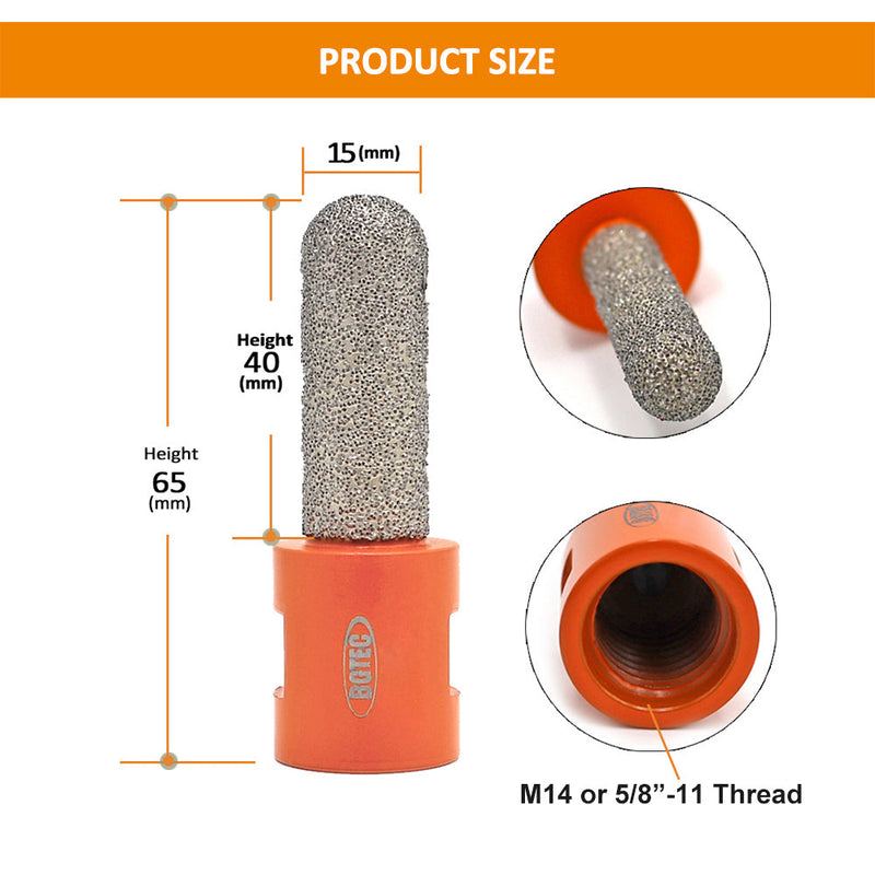 BGTEC Vacuum Brazed Diamond Finger Bits with 5/8-11 or M14 Thread Enlarge Shape Round Bevel Existing Holes Dia 10/15/20/25/30/35mm