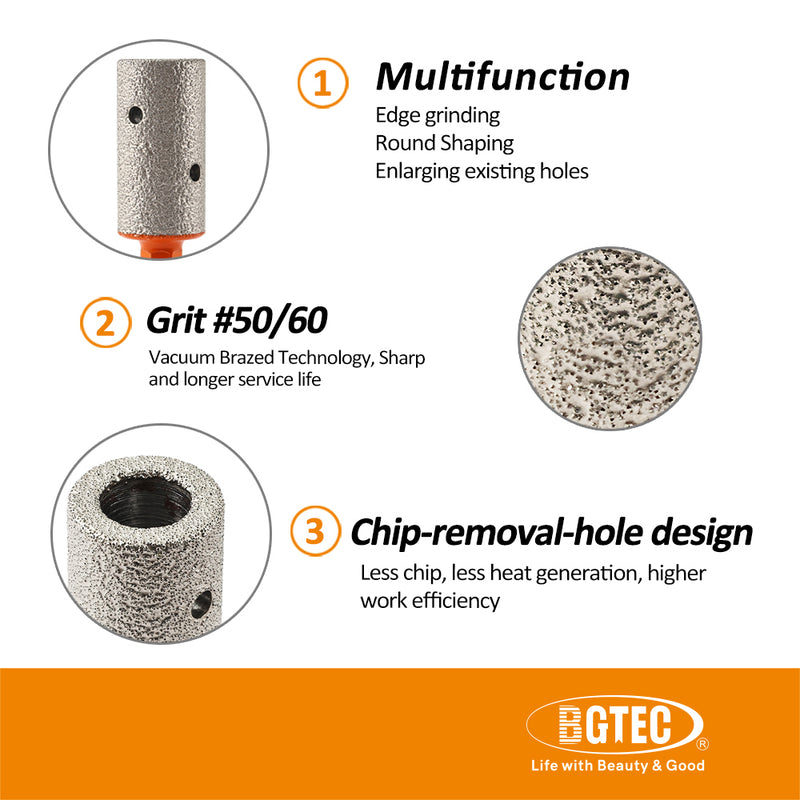 BGTEC Diamond Finger Milling Bits 1/2pcs 10/15/20/25mm Enlarging Shaping Trimming in Tile Porcelain Ceramic Granite Marble Hex Shank