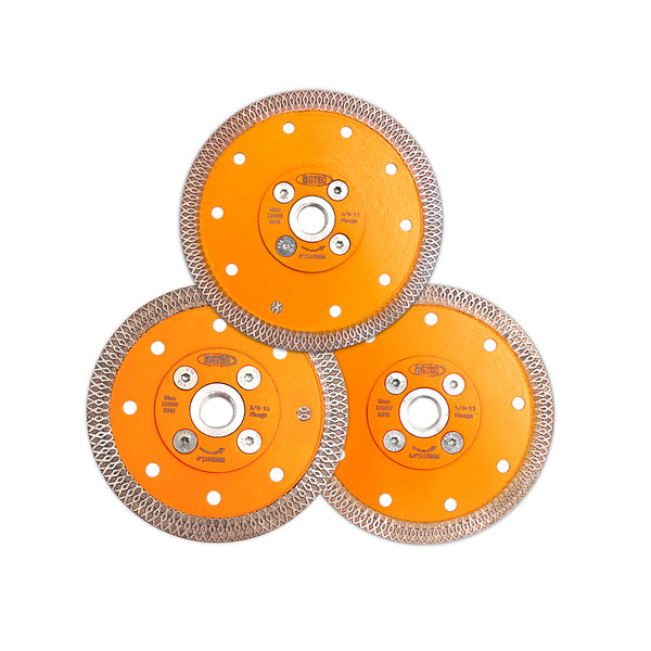 BGTEC X Mesh Turbo Diamond Porcelain Saw Blades with 5/8-11 or M14 Flange for Porcelain Tile Granite Marble Dia 4''/4.5''/5''