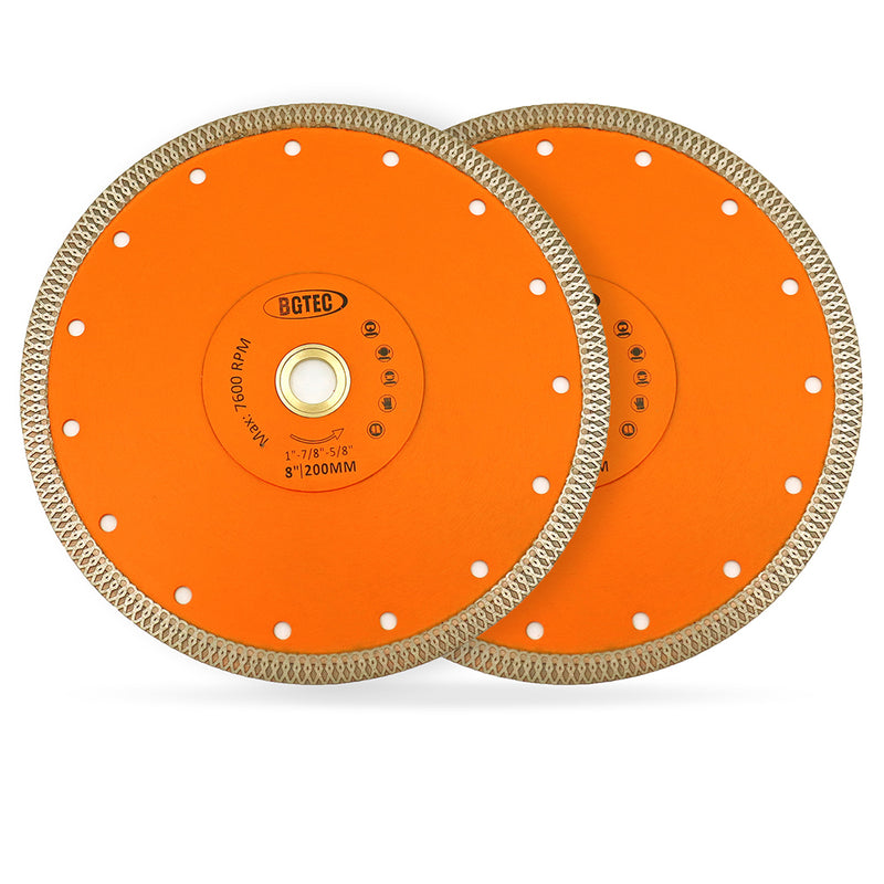 BGTEC Hot Pressed X Mesh Turbo Diamond Saw Blade for Tile Marble Ceramic Porcelain Bore 25.4mm Size 7''/8''/9''/10''/12''/14''