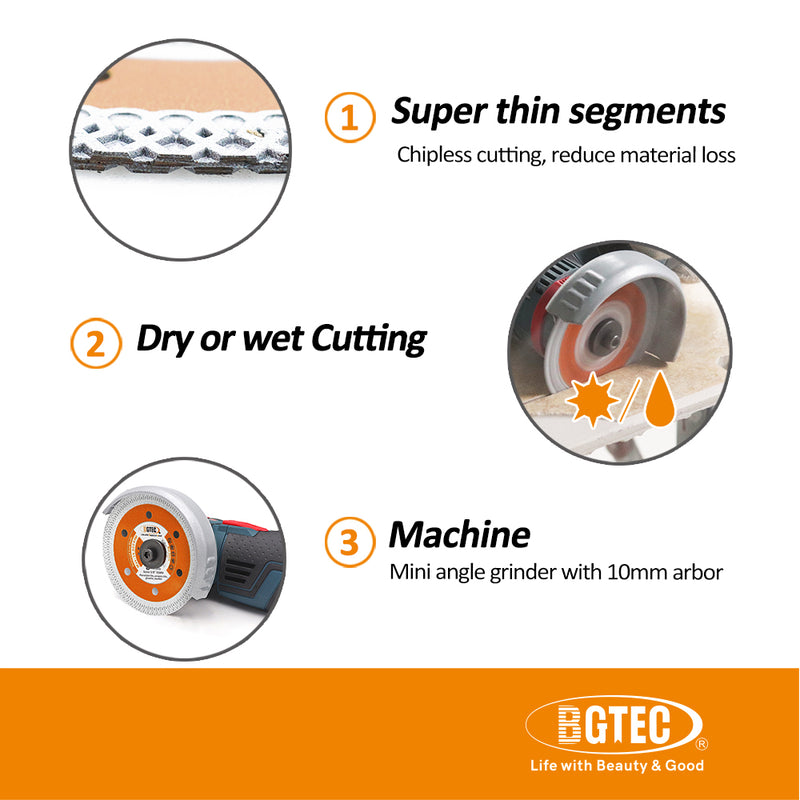 BGTEC Diamond Saw Blade X Mesh 1/2/3/5/10pcs 75mm/3" Ceramic Tile Porcelain Marble Granite Vacuum Brazed Saw Blade