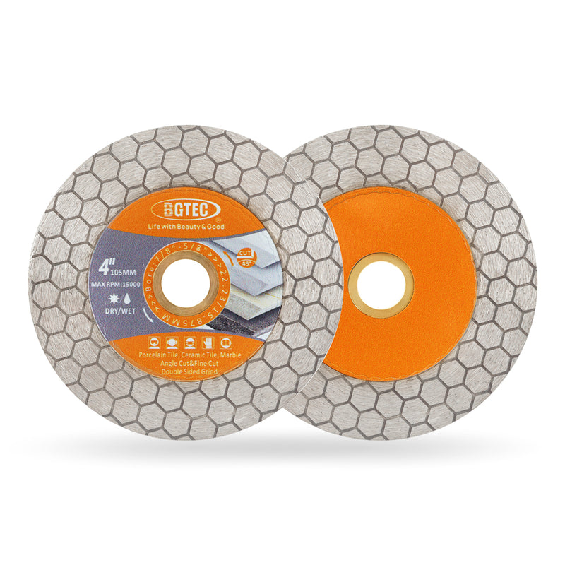 BGTEC Diamond Cutting Grinding Disc Double-sided Saw Blade for for Tile Procelain Ceramic Granite Marble Stone Dia 4"/4.5''/5''