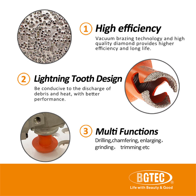 BGTEC Diamond Chamfer Drill Bits with 5/8-11 or M14 Thread for Tile Ceramic Marble Granite Dia 20/25/35mm