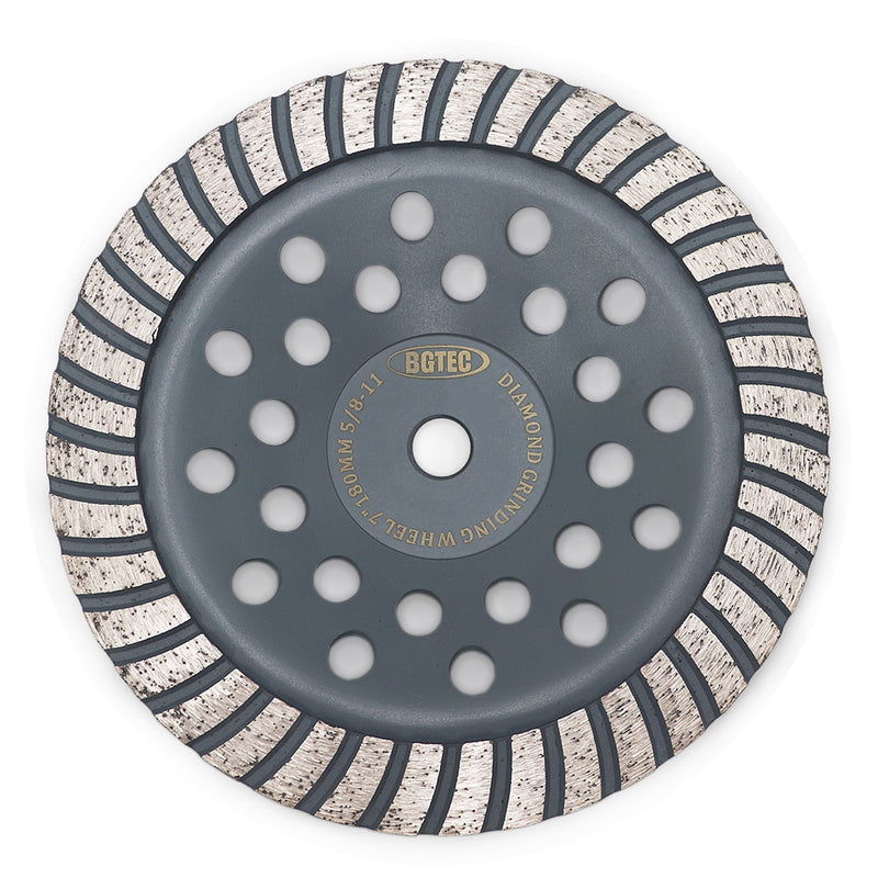 BGTEC Turbo Row Concrete Diamond Grinder Disc 4''/4.5''/5''/7'' with 5/8-11 Thread  for Angle Grinder Concrete Granite Stone Marble Masonry