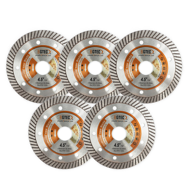 BGTEC Thin Diamond Turbo Blade for Cutting Porcelain Tile Ceramic Granite Marble Hard Material 4''/4.5''/5''/6''/7''/9''