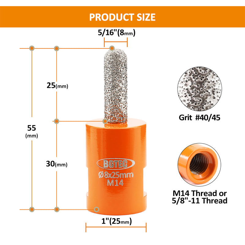 BGTEC Finger Milling Bits 1/2pcs Martar Masonry Brick Vacuum Brazed  Hole Saw M14 or 5/8-11 or Round Thread