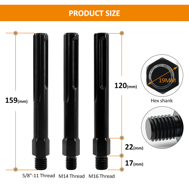 BGTEC Core Drill Adapter 1pc  M14/58/M16 to SDS MAX for Hammer Drill Rotary Hammer Drill Core Drilling