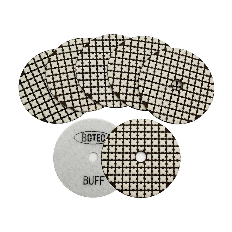 BGTEC 4 Inch Dry Diamond Polishing Pads Set, Pads Kit Grit 30 to Grit 3000 for Granite Marble Stone Quartz Tiles Concrete Floor Edges Countertop Polishing