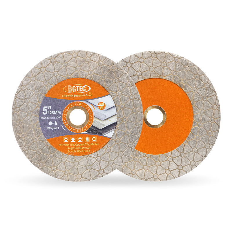 BGTEC Diamond Cutting Grinding Saw Blade Double-sided Triangle Dia 115/125mm Marble Granite Ceramic Tile Cutting Disc