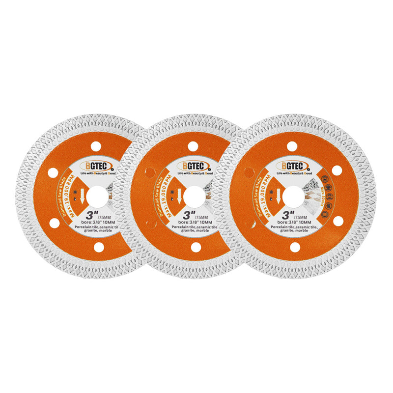 BGTEC Diamond Saw Blade X Mesh 1/2/3/5/10pcs 75mm/3" Ceramic Tile Porcelain Marble Granite Vacuum Brazed Saw Blade