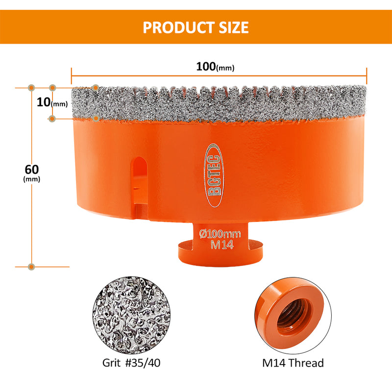 Diamond Core Bits 20-125mm Drilling for Ceramic Tile M14 Thread BGTEC