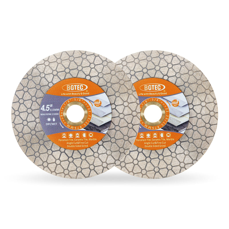 BGTEC Diamond Cutting Grinding Saw Blade Double-sided Triangle Dia 115/125mm Marble Granite Ceramic Tile Cutting Disc