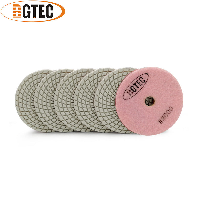 BGTEC 4 Inch Wet Diamond Polishing Pads Set for Granite Marble Stone Quartz Tiles