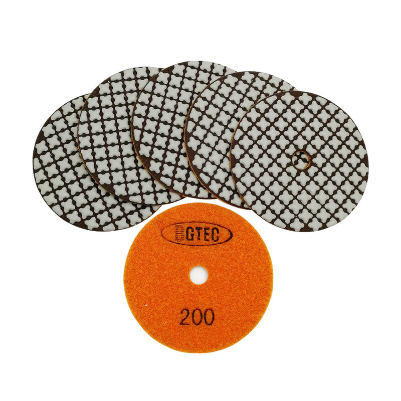 BGTEC 4 Inch Dry Diamond Polishing Pads Set, Pads Kit Grit 30 to Grit 3000 for Granite Marble Stone Quartz Tiles Concrete Floor Edges Countertop Polishing