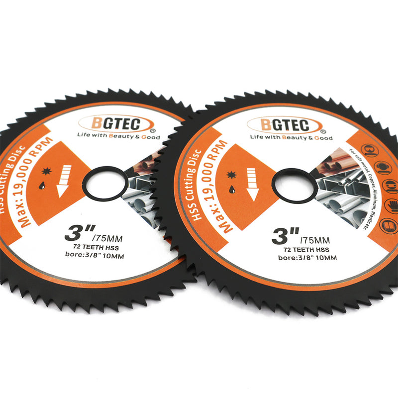 BGTEC HSS Cutting Disc 1/2/3/4/5/10pcs 75mm/3" for Soft Metal Copper Aluminum Wood PVC Plastic Fiberglass Saw Blade