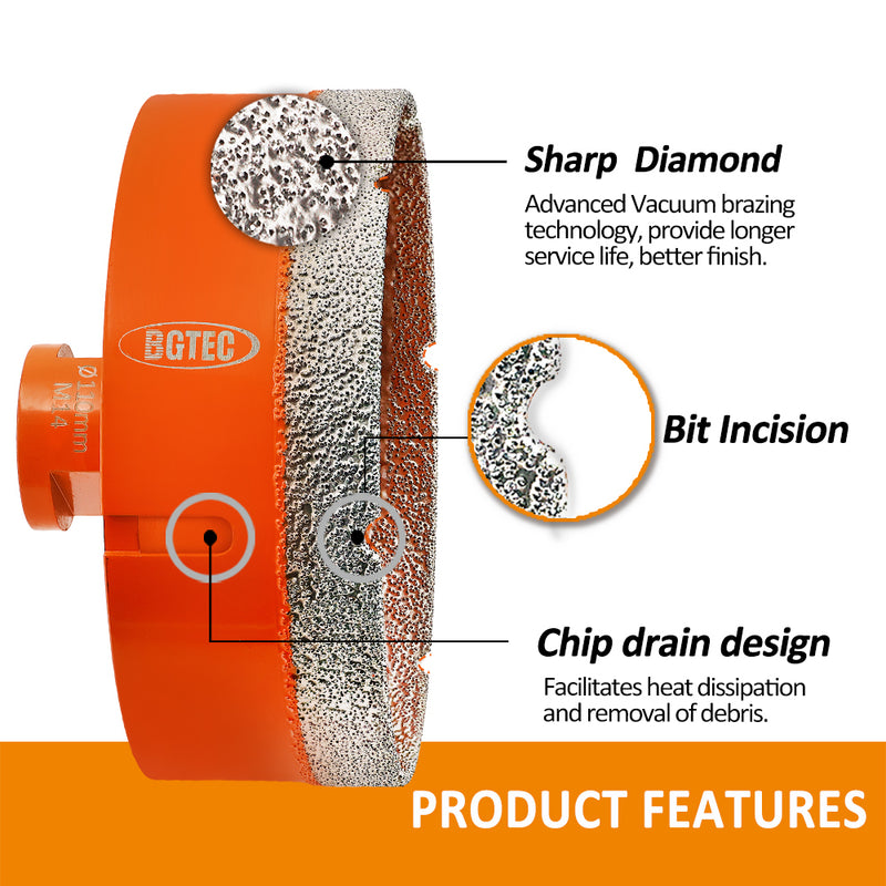 BGTEC Diamond Drilling Core Bits 1pc Dia 110mm Granite Marble Porcelain Ceramic Vacuum Brazed Hole Saw M14 Thread