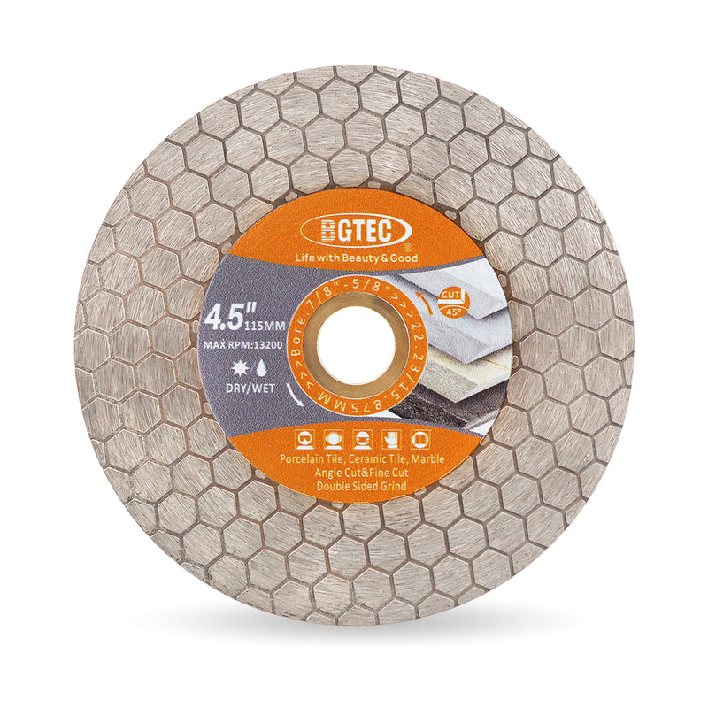 BGTEC Diamond Cutting Grinding Disc Double-sided Saw Blade for for Tile Procelain Ceramic Granite Marble Stone Dia 4"/4.5''/5''