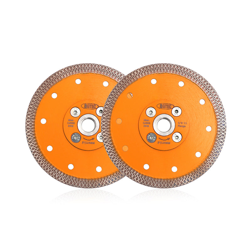 BGTEC X Mesh Turbo Diamond Porcelain Saw Blades with 5/8-11 or M14 Flange for Porcelain Tile Granite Marble Dia 4''/4.5''/5''