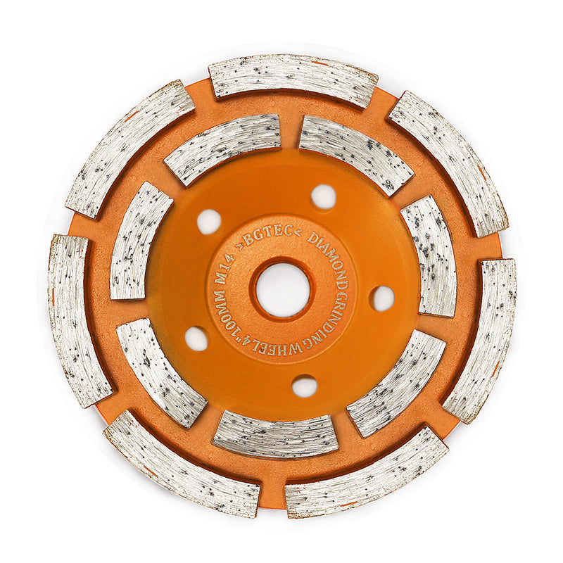 BGTEC Double Row Diamond Surface Grinding Cup Wheel with M14 Thread for Concrete Masonry Granite Marble Dia 4"/4.5''/5''/7''