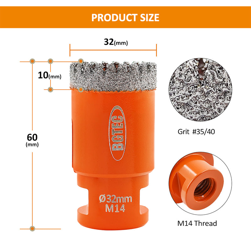 Diamond Core Bits 20-125mm Drilling for Ceramic Tile M14 Thread BGTEC