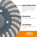 BGTEC Turbo Row Concrete Diamond Grinder Disc 4''/4.5''/5''/7'' with 5/8-11 Thread  for Angle Grinder Concrete Granite Stone Marble Masonry