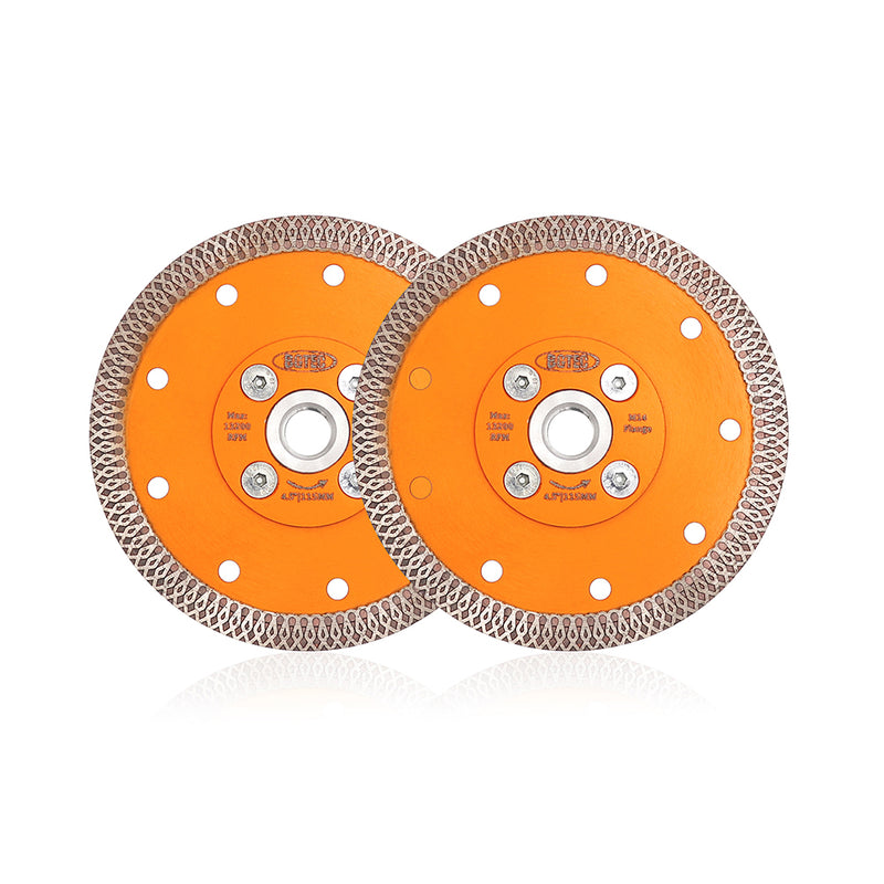 BGTEC X Mesh Turbo Diamond Porcelain Saw Blades with 5/8-11 or M14 Flange for Porcelain Tile Granite Marble Dia 4''/4.5''/5''