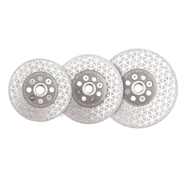 BGTEC Double Sided Vacuum Brazed Diamond Cutting and Grinding Disc with 5/8-11 Thread for Porcelain Tiles Granite Marble Concrete Dia 4''/4.5''/5''