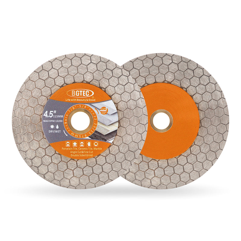 BGTEC Diamond Cutting Grinding Disc Double-sided Saw Blade for for Tile Procelain Ceramic Granite Marble Stone Dia 4"/4.5''/5''