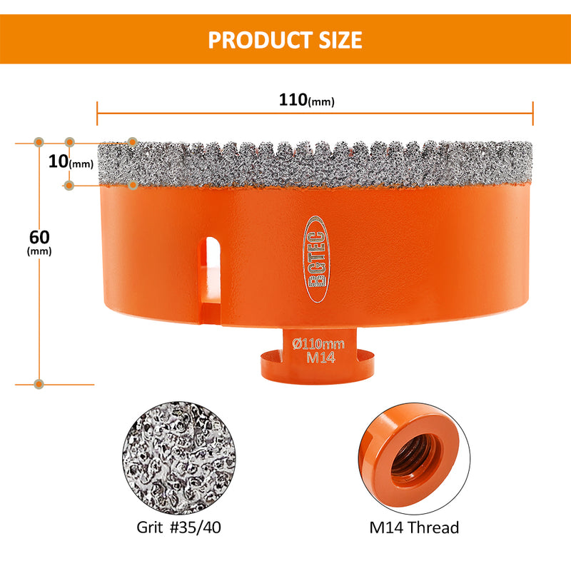 Diamond Core Bits 20-125mm Drilling for Ceramic Tile M14 Thread BGTEC