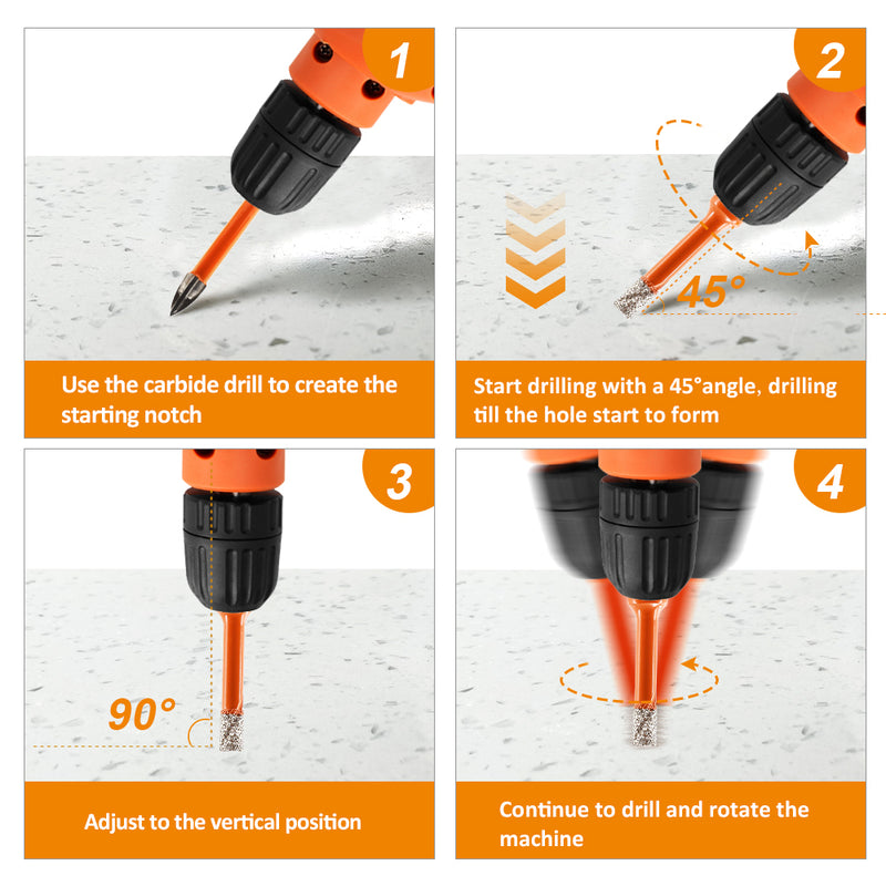 BGTEC Diamond Drill Bits 10pcs/Box 6/8/10/12mm Core Bit+6mm Cross Hole Opener for Ceramic Tile Brick Wood Glass PVC Hole Saw Set Triangle Shank