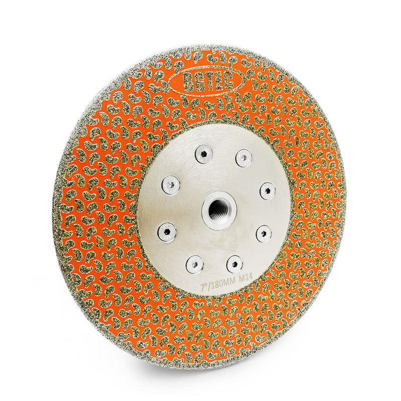 BGTEC Electroplated Single Side Coated Diamond Blade with 5/8-11 or M14 Flange for Granite Marble Size 4''/4.5''/5''/7''/9'