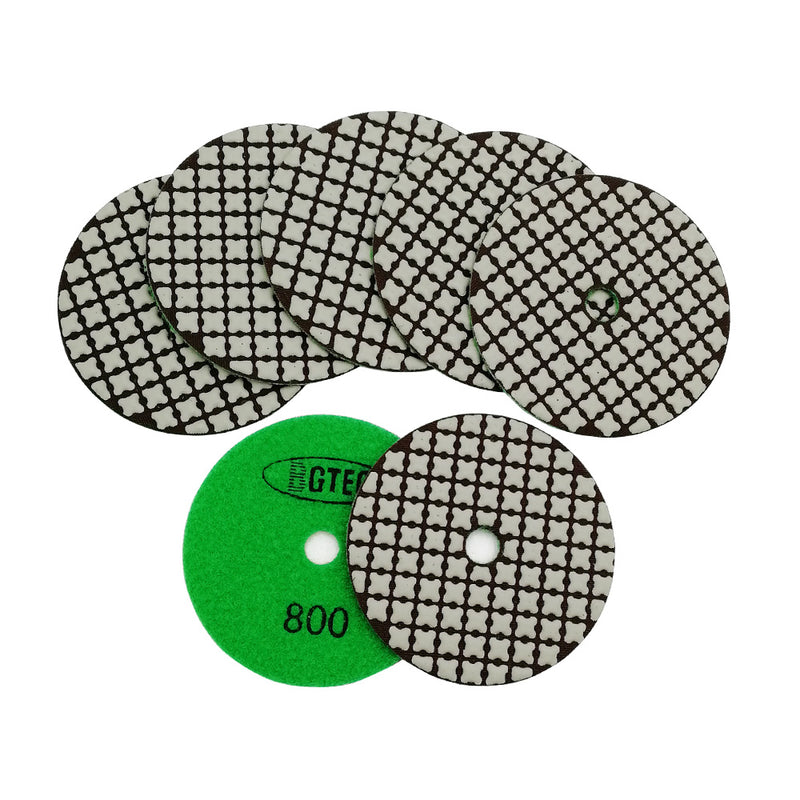 BGTEC 4 Inch Dry Diamond Polishing Pads Set, Pads Kit Grit 30 to Grit 3000 for Granite Marble Stone Quartz Tiles Concrete Floor Edges Countertop Polishing