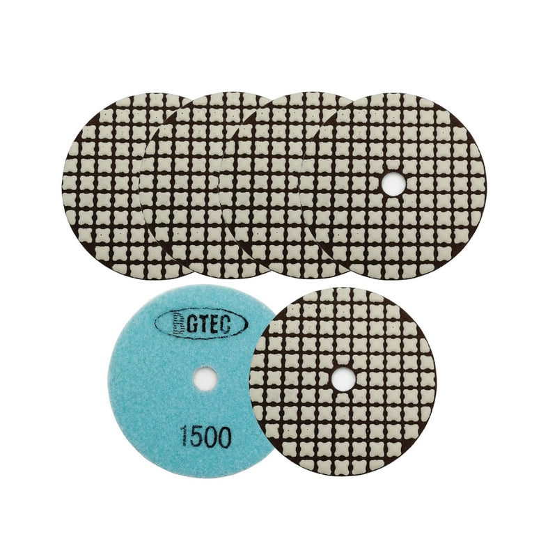 BGTEC 4 Inch Dry Diamond Polishing Pads Set, Pads Kit Grit 30 to Grit 3000 for Granite Marble Stone Quartz Tiles Concrete Floor Edges Countertop Polishing