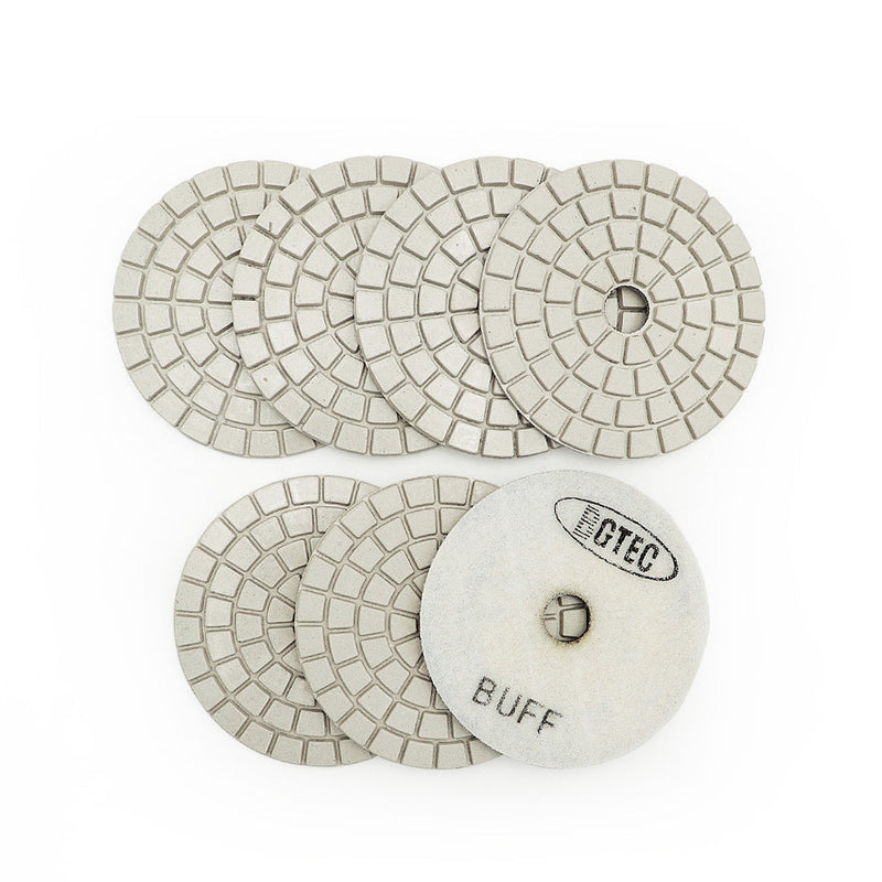 SHDIATOOL 6pcs/Set 5 Inch Sanding Discs for Granite Marble Stone Tile  Polishing Dia125mm Wet White Bond Polishing Pads