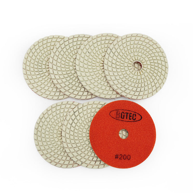 BGTEC 4 Inch Wet Diamond Polishing Pads Set for Granite Marble Stone Quartz Tiles