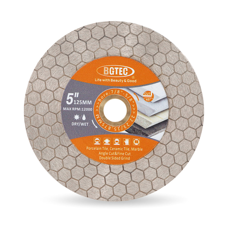 BGTEC Diamond Cutting Grinding Disc Double-sided Saw Blade for for Tile Procelain Ceramic Granite Marble Stone Dia 4"/4.5''/5''