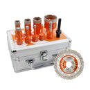 BGTEC Diamond Drill Bit 10pcs/set 6/8/10/16/20/25/32/50mm Core Bit+4.5" Saw Blade+10mm Finger Granite Marble Ceramic 5/8-11