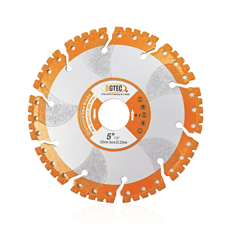 BGTEC All-Purpose Diamond Saw Blade, 4'' 4.5'' 5'' 7'' 9'' Vacuum Brazed Heavy Duty Cutting Disc for Rebar Sheet Metal Angle Iron Stainless Steel