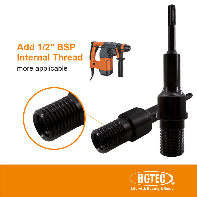 BGTEC 1pc Electric Drill Adapter 1 1/4"-7 UNC Male Thread to SDS PLUS or MAX Shank Add Inner 1/2" BSP Thread Convertor Connector