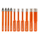 BGTEC Diamond Drill Bits 10pcs/Box 6/8/10/12mm Core Bit+6mm Cross Hole Opener for Ceramic Tile Brick Wood Glass PVC Hole Saw Set Triangle Shank