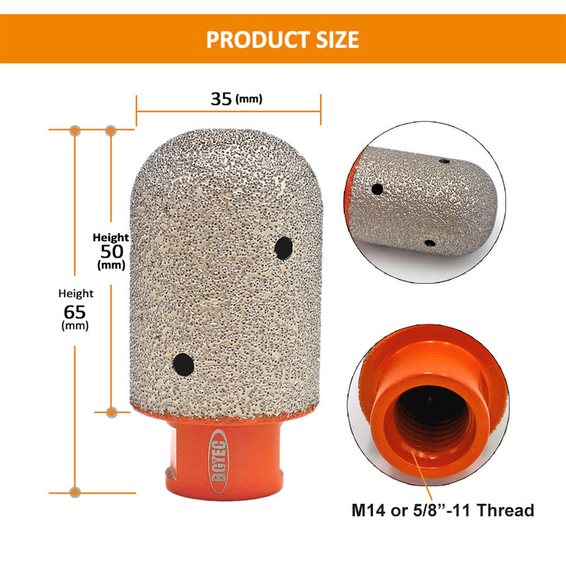 BGTEC Vacuum Brazed Diamond Finger Bits with 5/8-11 or M14 Thread Enlarge Shape Round Bevel Existing Holes Dia 10/15/20/25/30/35mm