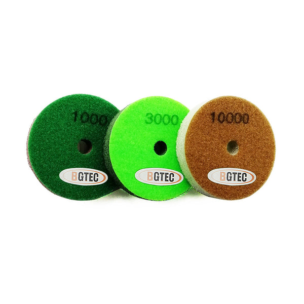 BGTEC Diamond Sponge Polishing Pads 3pcs Dia 3''/80MM or 4''/100MM for Softer Stones Marble Sandstone