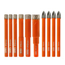 BGTEC Diamond Drill Bits 10pcs/Box 6/6/6/8/10/12mm Core Bit+6mm Cross Hole Opener Ceramic Wood Marble PVC Hole Saw Set Round Shank