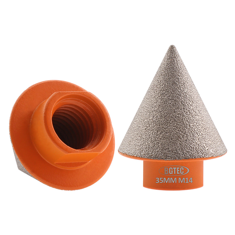 BGTEC Diamond Beveling Chamfer Bit 5/8-11 or M14 Thread for Existing Holes Enlarging Shaping Trimming Tile Marble Granite Ceramic for Angle Grinder Dia 20/35/50/75MM