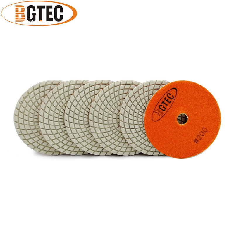 BGTEC 4 Inch Wet Diamond Polishing Pads Set for Granite Marble Stone Quartz Tiles